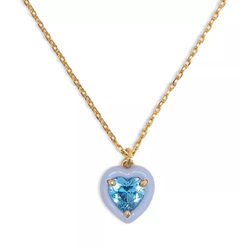 $68 Kate Spade Sweetheart Mini Pendant blue Necklace NWT